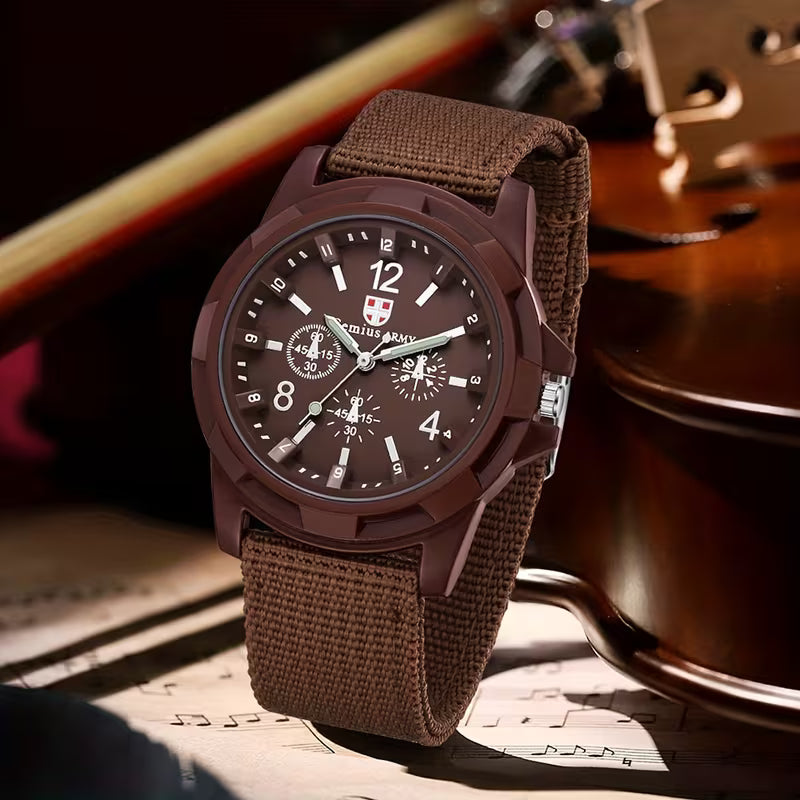 ⌚🔥 Set of 2 Men’s Casual Quartz Watches – Canvas Strap Analog Watch with Digital-Style Dial | Versatile Everyday Wristwatch Set