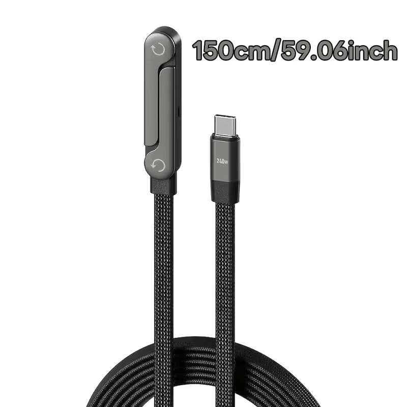 ⚡ 240W Foldable Dual Type-C Fast Charging Cable with Adjustable Stand – Super Fast Data Cable with Built-in Phone Holder 📱🔋