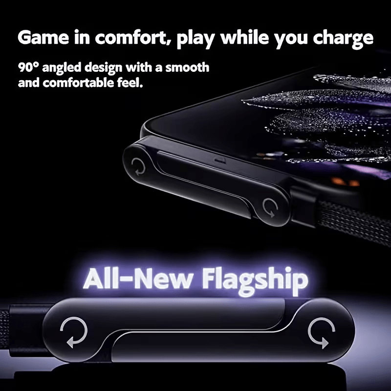 ⚡ 240W Foldable Dual Type-C Fast Charging Cable with Adjustable Stand – Super Fast Data Cable with Built-in Phone Holder 📱🔋