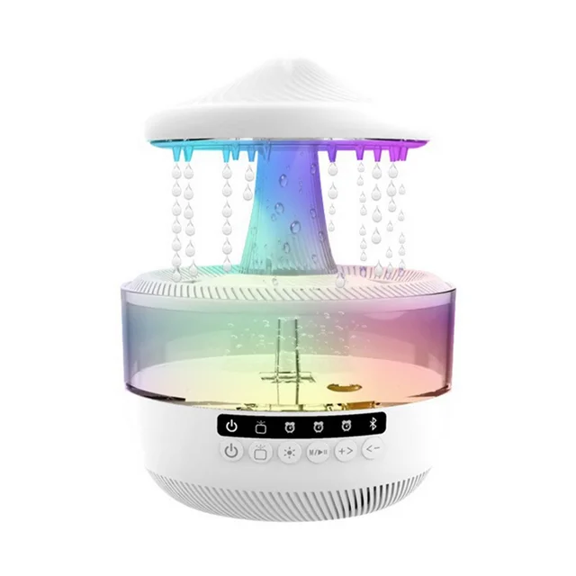 🌧️🎵 Audio Humidifier with Rain Effect – LED Aromatherapy Diffuser & Sleep Night Light