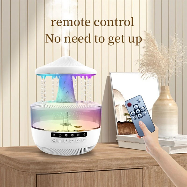 🌧️🎵 Audio Humidifier with Rain Effect – LED Aromatherapy Diffuser & Sleep Night Light