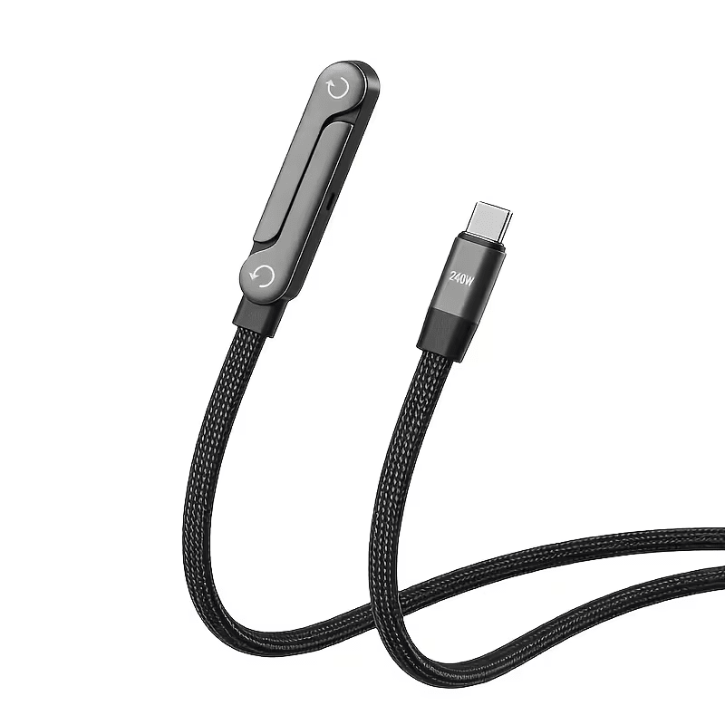 ⚡ 240W Foldable Dual Type-C Fast Charging Cable with Adjustable Stand – Super Fast Data Cable with Built-in Phone Holder 📱🔋