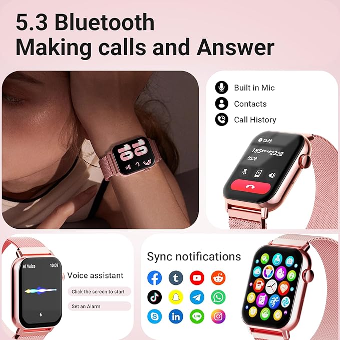 ⌚💖 Smartwatch & Jewelry Gift Set (3+5 Combo) – Luxury Watch with Heart Jewelry for Women