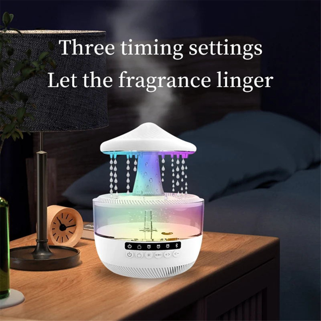 🌧️🎵 Audio Humidifier with Rain Effect – LED Aromatherapy Diffuser & Sleep Night Light