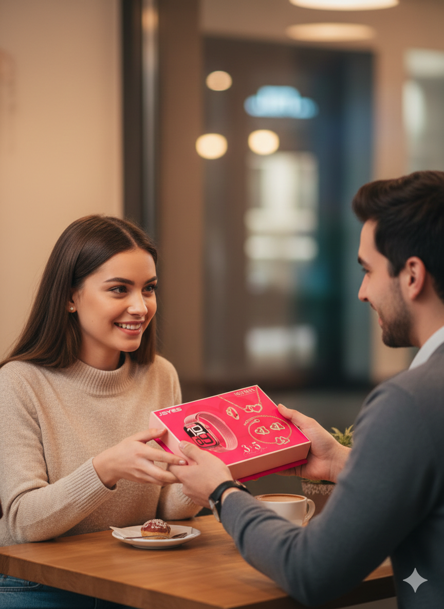 ⌚💖 Smartwatch & Jewelry Gift Set (3+5 Combo) – Luxury Watch with Heart Jewelry for Women