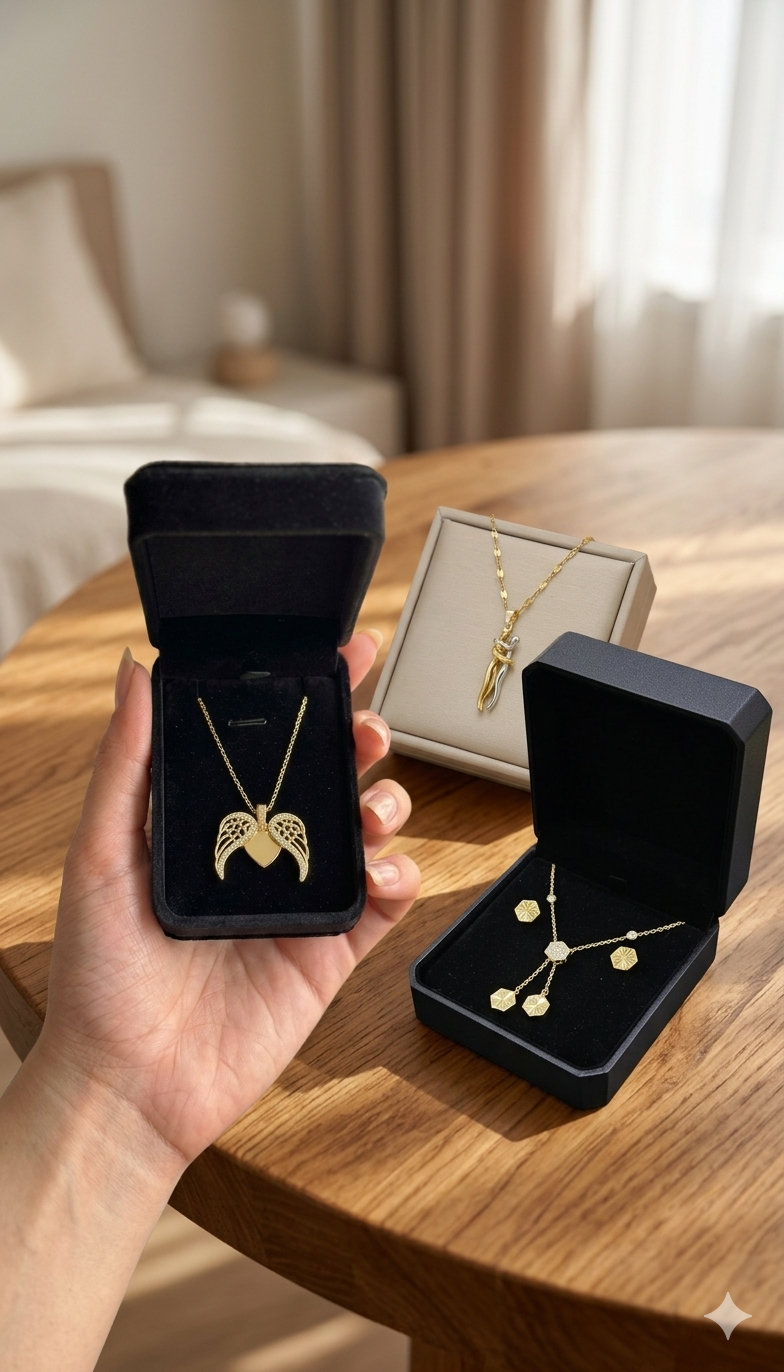 Elegant Couple Hug Pendant Necklace – Romantic Love Necklace with ear studs for Women | Gold Plated Heart Jewelry Gift for Girlfriend, Wife & Anniversary