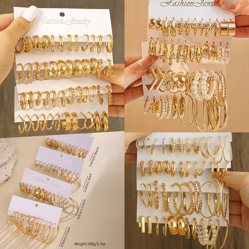 48pcs 24pair C-Shaped Women's Earring Set ✨