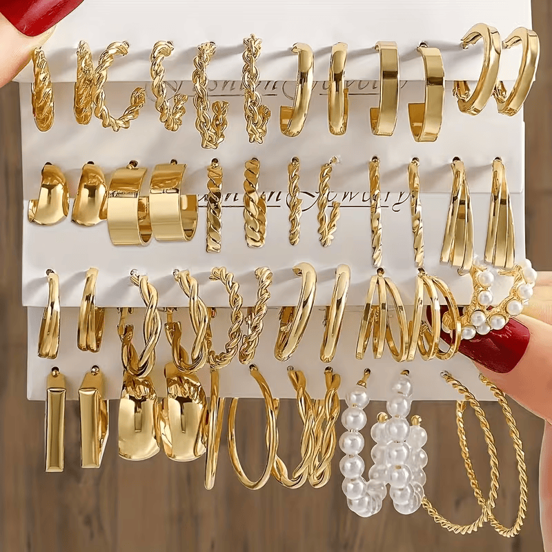 48pcs 24pair C-Shaped Women's Earring Set ✨