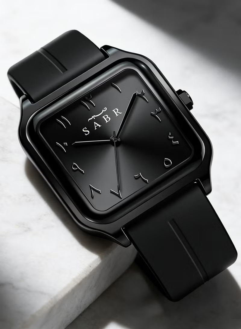 ⌚ SABA Urban Square Analog Watch – Minimalist Unisex Black Wristwatch with Silicone Strap | Modern Everyday Timepiece